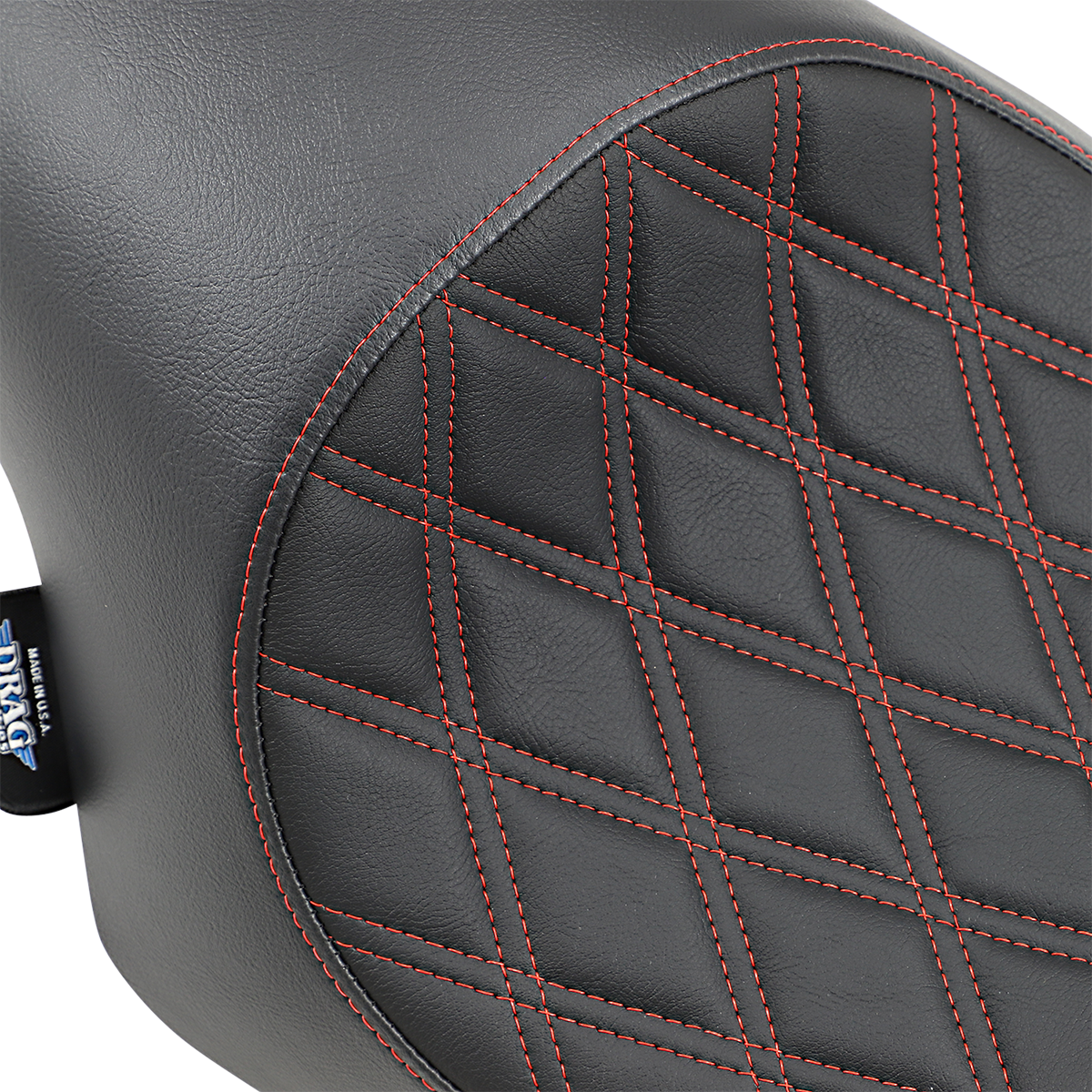 DRAG SPECIALTIES Seat - 3/4 Solo - Double Diamond - Black w/ Red Stitching - '04-'22 XL 0804-0746