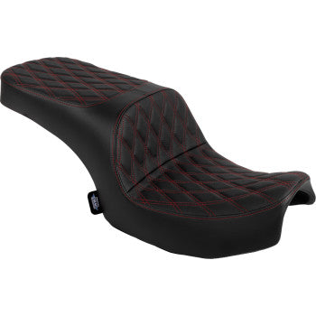 DRAG SPECIALTIES SEATS Freedom Seat - Vinyl - Double Diamond Red Stitch - Challenger '20-'25/Chieftain '25 0810-2474