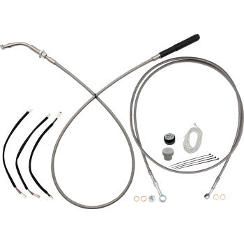 FAT BAGGERS INC. EZ Install Kit - 12" Handlebars - Upper Clutch - Full Length - Braided Stainless Steel 249012