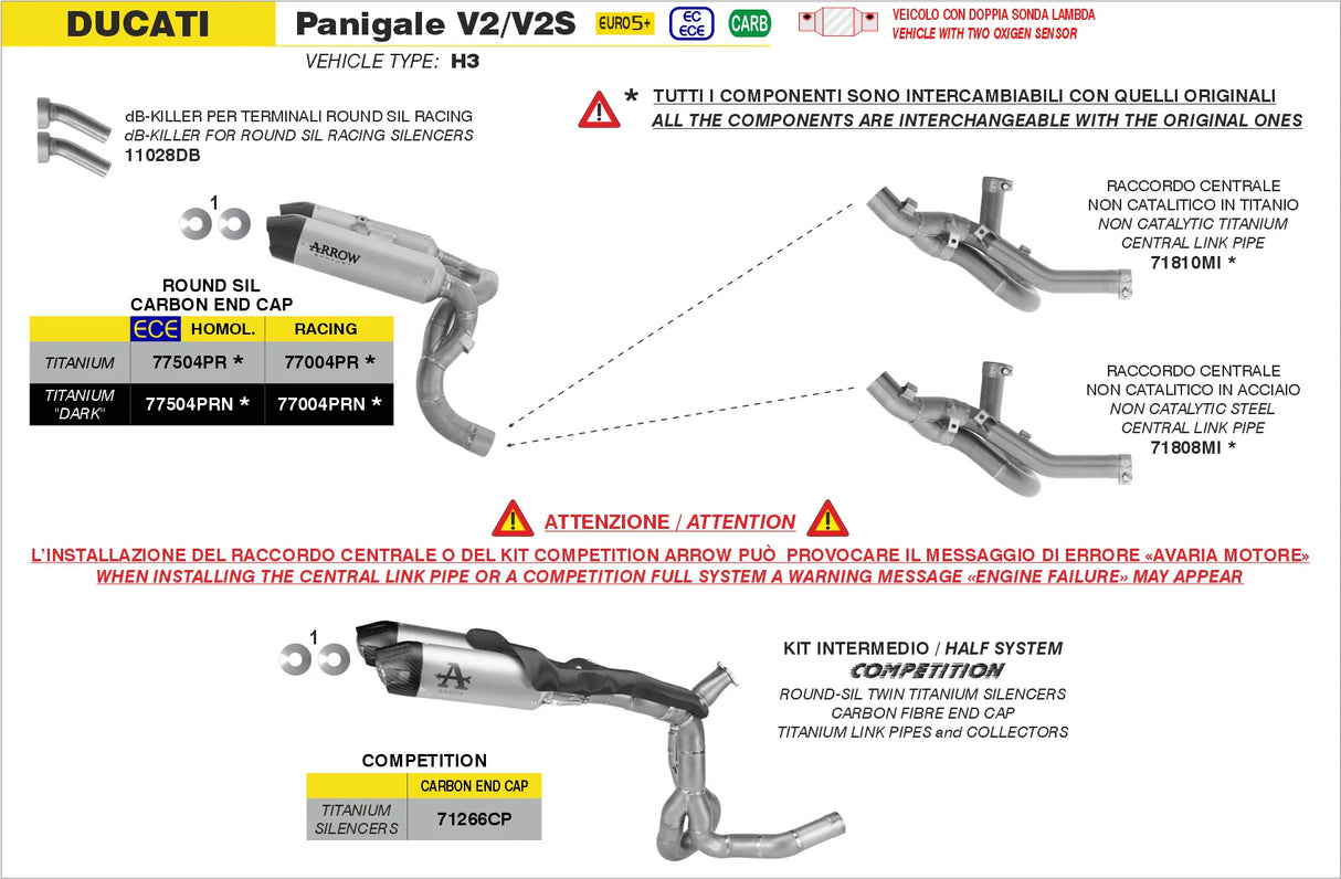 Arrow Ducati V2 2025-2026 Competition Full Titanium Half System 71266CP