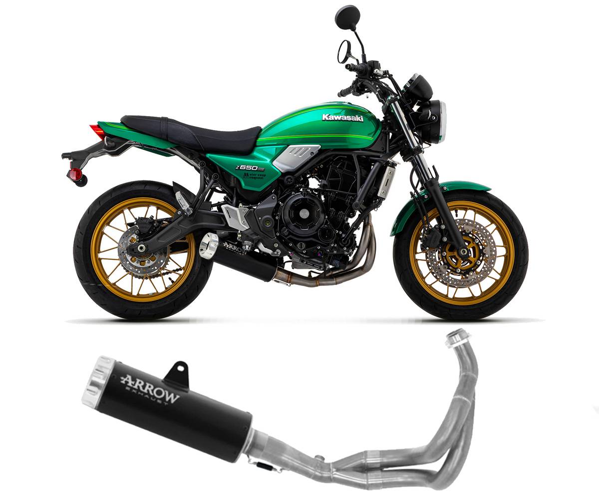 OPEN BOX IN STOCK 74510RBNW Arrow Rebel Full System Nichrome Dark Exhaust Kawasaki Z650RS 2022-2024 Rear cap in aluminium polish 