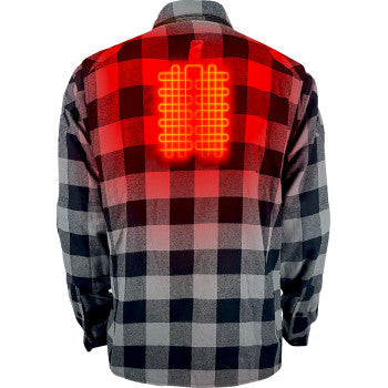 GERBING HEATED CLOTHING 7 V Battery Heated Flannel Shirt - Gray/Black - Medium GER7VFS-BG-M