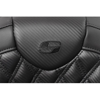 SADDLEMEN Roadsofa™ Seat - without Backrest - Lattice Stitch - Carbon Fiber - FL '08-'23 808-07CF-182HCT