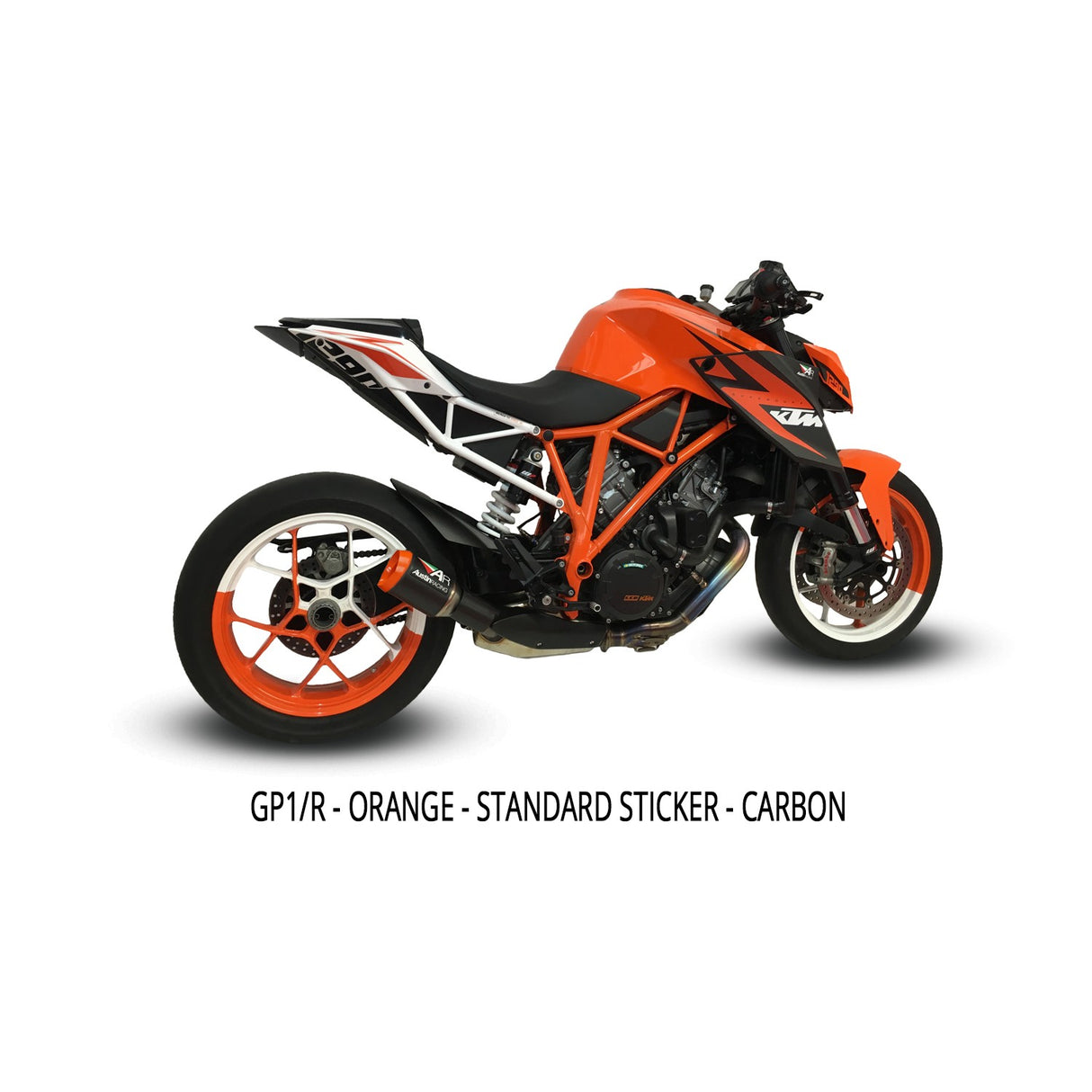 Austin Racing V3 BLACK 200mm ORANGE TIP SLIP-ON 2014 - 2019 KTM SUPERDUKE 1290 R & 2016 - 2023 GT AR52