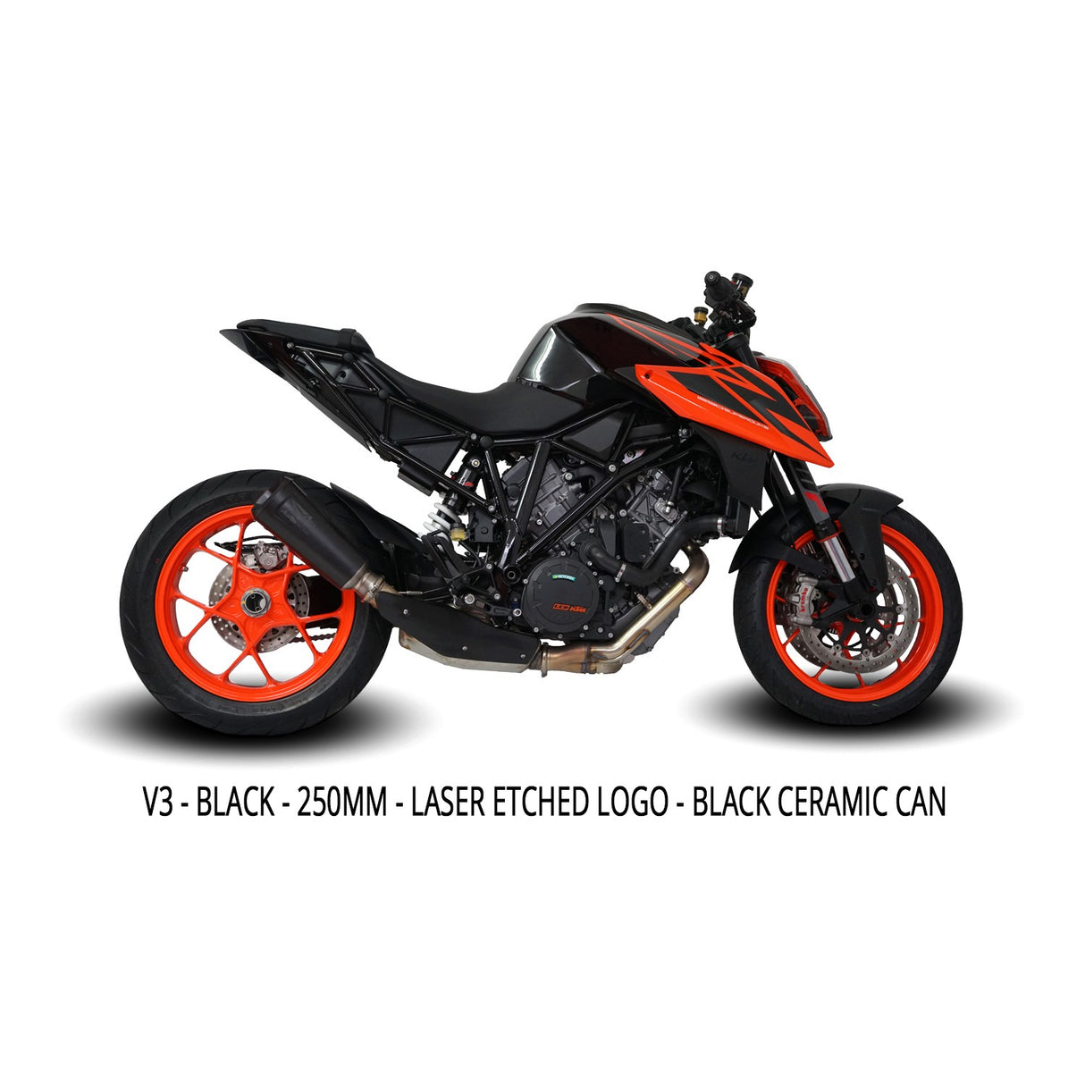 Austin Racing V3 BLACK 200mm ORANGE TIP SLIP-ON 2014 - 2019 KTM SUPERDUKE 1290 R & 2016 - 2023 GT AR52