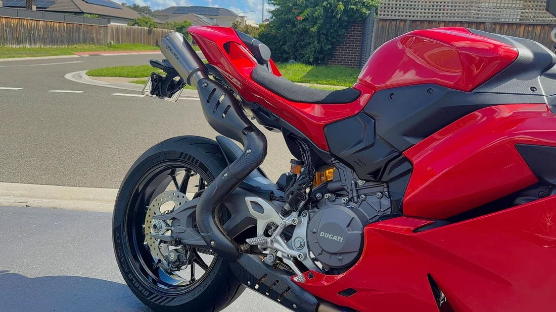 Vandemon 2025 Ducati Panigale V2 and V2S 890 Titanium High Mount Slip-On Exhaust DUCV2TIMESMUFHMB VA-170-2