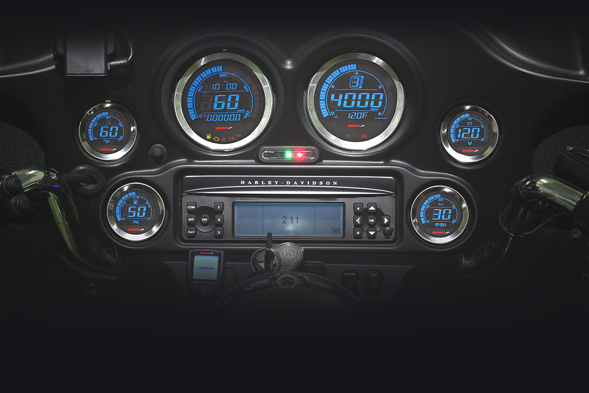 KOSO NORTH AMERICA Universal 6-Piece Gauge Kit - Silver for Harley BA050901