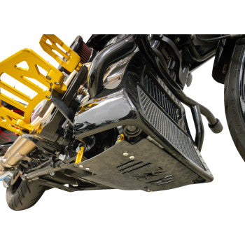 THRASHIN SUPPLY CO. Skid Plate - Carbon Fiber/Forged - With Gold Brackets - FLHX/FLTRX TSC-3035-5