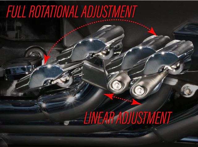 Goldstrike 3-Way Adjustable Highway Peg Mounts With Twin Rail Pegs For Gold Wing 18-Up Black 60325