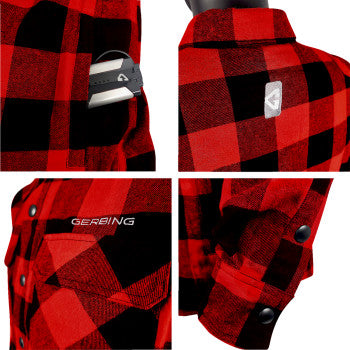 GERBING HEATED CLOTHING 7 V Battery Heated Flannel Shirt - Red/Black - 2XL GER7VFS-RB-XXL