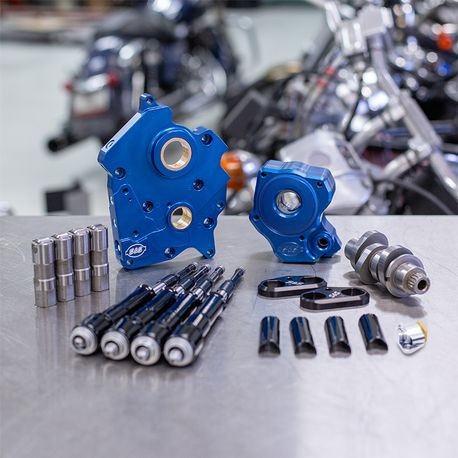 S&S CYCLE Cam Chest Kit with Plate Chain Drive - Oil Cooled - 475 Cam - Black Pushrods 2017-up M8 Models 310-1012B