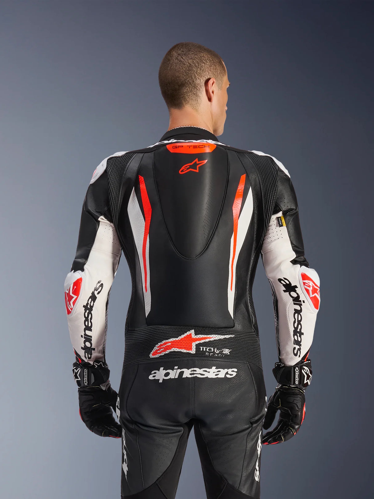 ALPINESTARS GP Tech v5 1-Piece Leather Suit - Black/White/Red Fluo - US 46 / EU 56 3150226-1231-56