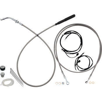 FAT BAGGERS INC. EZ Install Kit - 16" Handlebars - Upper Clutch - Full Length - Braided Stainless Steel/Chrome 249016-C