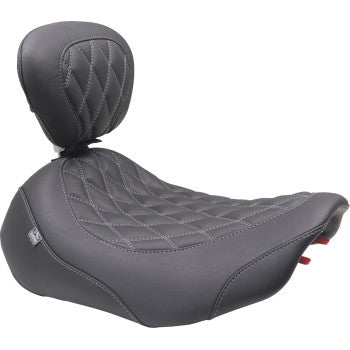 MUSTANG Wide Tripper™ Seat - Solo - Dark Brown/Gun Metal Stitching - FLT/FLH '23-'25 89503GM