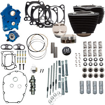 S&S CYCLE 132" Power Package Engine Performance Kit - Chain Drive - Oil Cooled - Non-Highlighted Fins - M8 Softail /Glide 0904-0102 310-1233