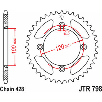 JT SPROCKETS Rear Sprocket - 51 Tooth - YZ 85 LW 2022-2023 JTR798.51