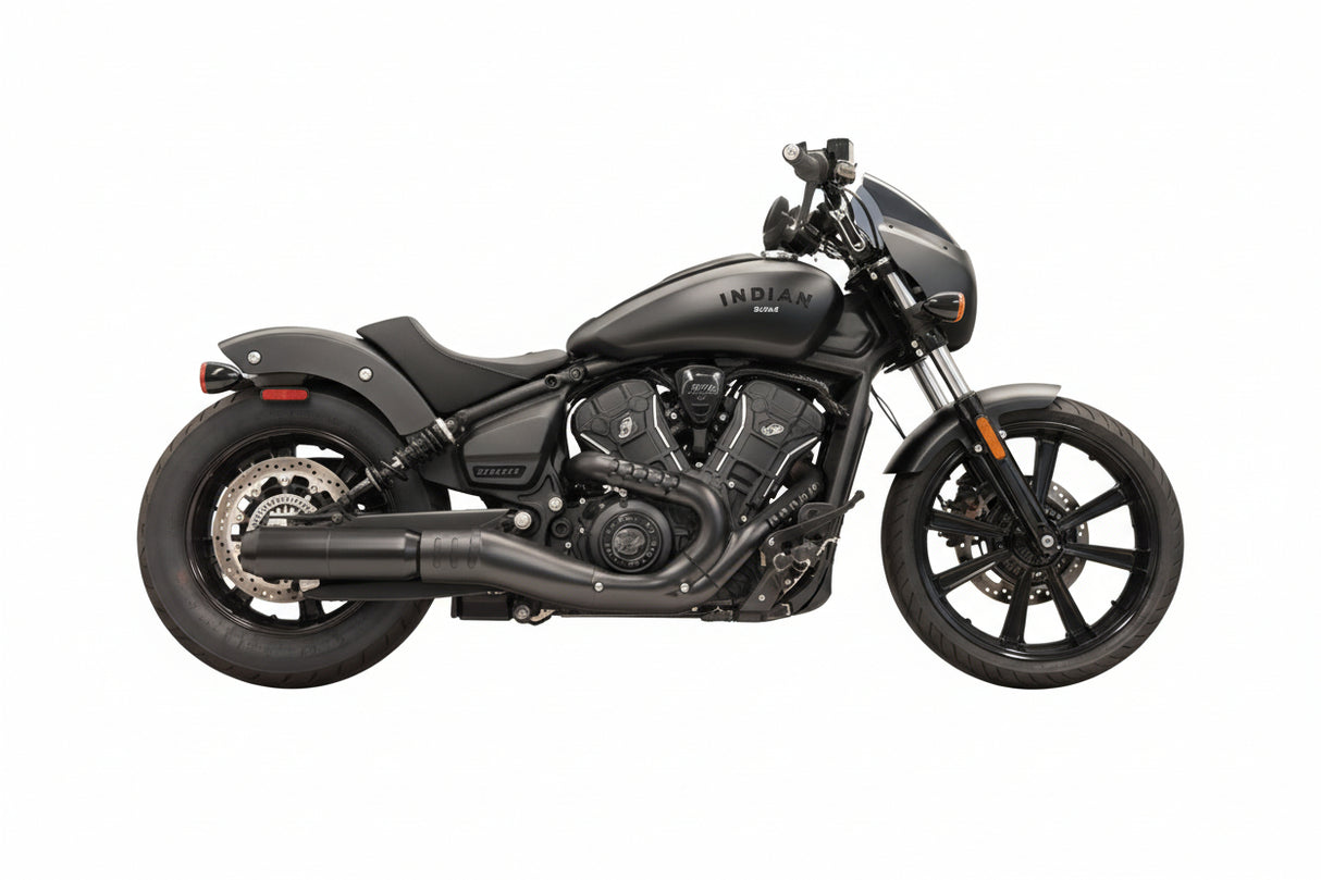 BASSANI XHAUST 4" Slip-On Muffler with Billet End Cap - Black - Scout 1811-4938 8S37B