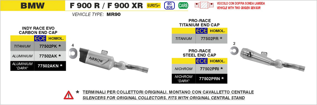 Arrow Bmw F900r E5+ 2025 Indy Race Evo Titanium Exhaust - 77502pk