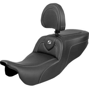 SADDLEMEN Roadsofa™ Seat - with Backrest - Carbon Fiber - FLRT/FLTRT '15-'25 815-07-185BR