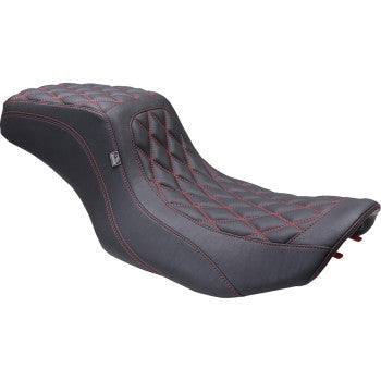 MUSTANG One Piece 2-Up Squareback Seat - Double Diamond - Black Cherry Stitch - FLH/FLT '23-'24 88415DC