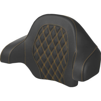 SADDLEMEN Tour-Pak® Backrest Pad - Lattice Stitch - Gold Stitch - FL '14-'24 814-07-15007