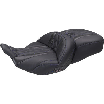 MUSTANG Seat 2up Supr Tr Heat Blu Thread 89410SB