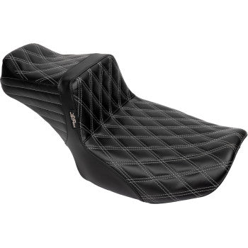 LE PERA Tailwhip Daddy Long Legs Seat - Gray Double Diamond Stitch - FLH/FLT '23-'24 LV-587DLDD-GY01