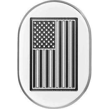 FIGURATI DESIGNS Antenna Cover - Left Rear Fender - Contrast Cut American Flag - Chrome FD26-AC-SS-LT