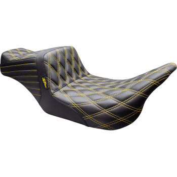 LE PERA Tailwhip Seat - Double Diamond - Gold Stitch - FLT/FLH '08-'24 LK-587DD-GD02