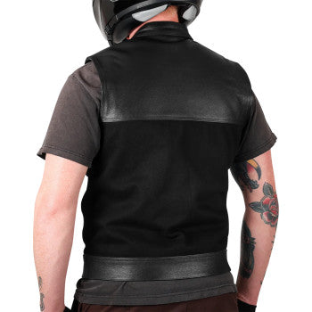 THRASHIN SUPPLY CO. Kanan Leather/Denim Riding Vest - Black - Medium TMJ-13-09