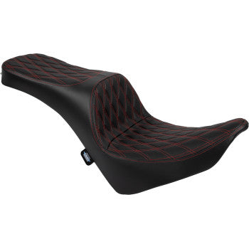 DRAG SPECIALTIES SEATS Freedom Seat - Vinyl - Double Diamond Red Stitch - FL/FX '18-'25 0802-1689