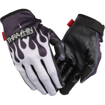 THRASHIN SUPPLY CO. Stealth Leather Palm Flame Gloves - Gray - 2XL SV1-22-12