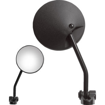 Parts Unlimited Mirror - Flag - Side View - Round - Black 97021