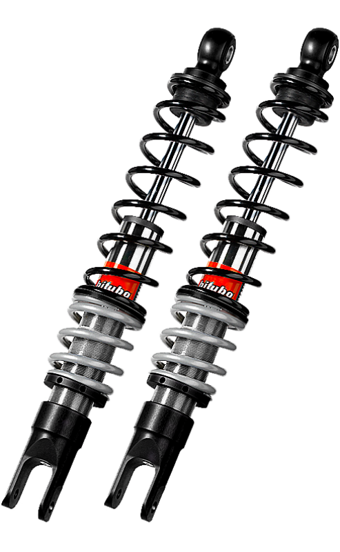 Bitubo YGB0 Twinshocks Rear Adjustable: Spring Preload, Red And Black Springs