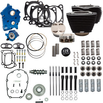 S&S CYCLE 129" Power Pack - 550 Gear Drive - Oil Cooled - Wrinkle Black w/o Highlight Fins - M8 310-1228C