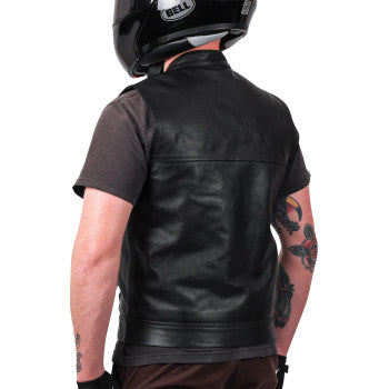 THRASHIN SUPPLY CO. Mulholland Leather Riding Vest - Black - Small TMJ-14-08