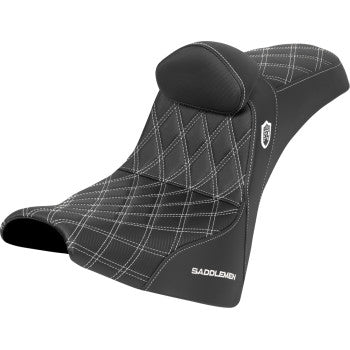 SADDLEMEN Pro Series SDC Performance Seat - w/ Backrest - White Stitch - Gripper - FXBB/FXST '18-'25 SC81830DB6