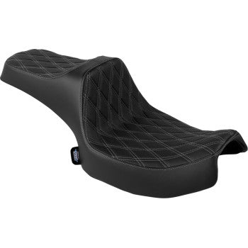 DRAG SPECIALTIES SEATS Predator III 2-Up Seat - Vinyl - Double Diamond - Silver Stitch - Chieftain '25/Challenger '20-'25 0810-2467