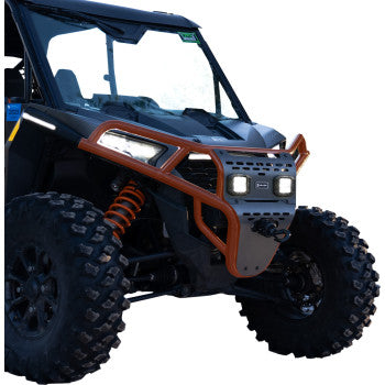 RAVEK Front Bumper/Skid Plate with White Lights - Orange - RZR XP 1000 64-317ORL
