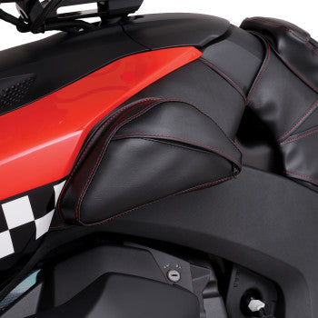 SHOW CHROME Dual Side Tank Pouch - Ballistic w/ Red Stitch - Ryker H40-401CRED
