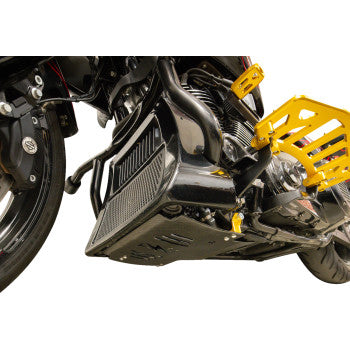 THRASHIN SUPPLY CO. Skid Plate - Carbon Fiber/Gloss - With Gold Brackets - FLHX/FLTRX TSC-3034-5