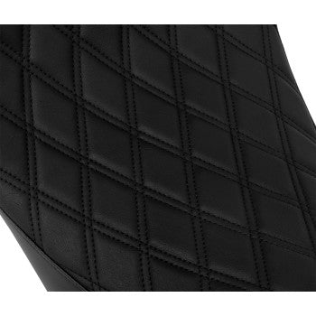 DRAG SPECIALTIES Solo Front Seat - Double Diamond - Black Stitch - w/ Backrest Option - FL '08-'23 0801-1955