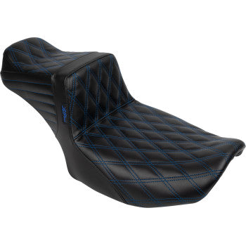 LE PERA Tailwhip Daddy Long Legs Seat - Blue Double Diamond Stitch - FLH/FLT '23-'24 LV-587DLDD-BE01