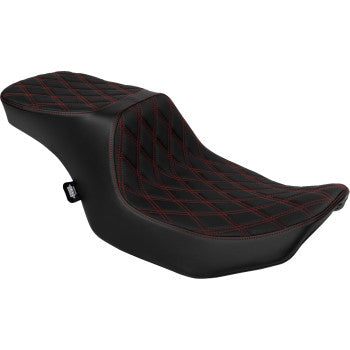 DRAG SPECIALTIES Predator 2-Up Seat - Vinyl - Double Diamond Red Stitch - w/o Backrest - FLTR/FLHX '23-'24 0801-1950