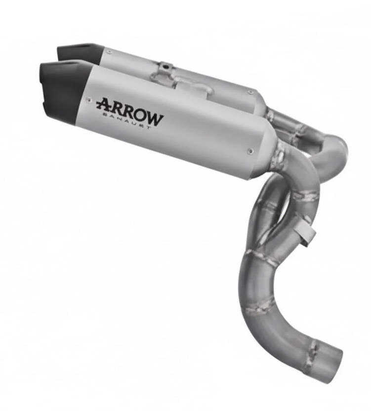 Arrow Ducati Panigale V2/V2s E5+ 2025 Rh/Lh Round Sil Titanium Silencers + Stainless Steel Link Pipe - 77004pr