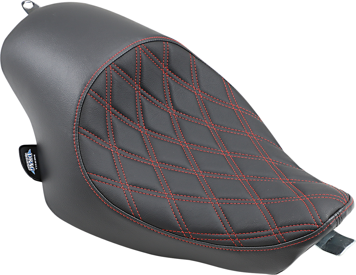 DRAG SPECIALTIES Seat - 3/4 Solo - Double Diamond - Black w/ Red Stitching - '04-'22 XL 0804-0746