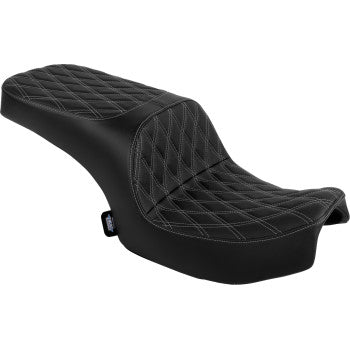 DRAG SPECIALTIES SEATS Freedom Seat - Vinyl - Double Diamond Silver Stitch - Challenger '20-'25/Chieftain '25 0810-2473