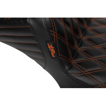 LE PERA Tailwhip Daddy Long Legs Seat - Burnt Orange Double Diamond Stitch - FLH/FLT '23-'24 LV-587DLDD-OB4