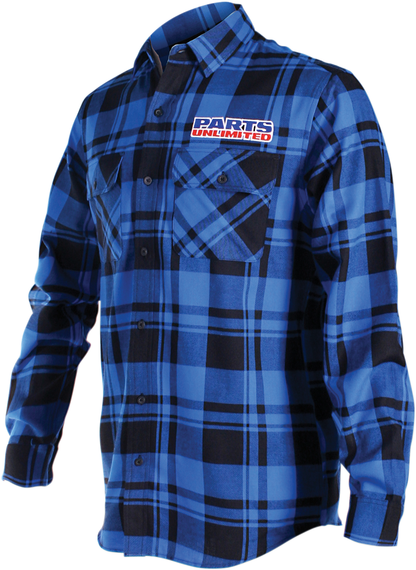 THROTTLE THREADS Parts Long-Sleeve Flannel Shirt - Blue/Black - 3XL PSU34S68BL3R