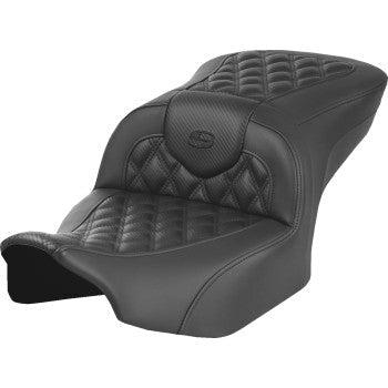 SADDLEMEN Heated Roadsofa™ Seat - Carbon Fiber - Lattice Stitch - w/o Backrest - FLT/FLH '23-'24 823-07-206A0